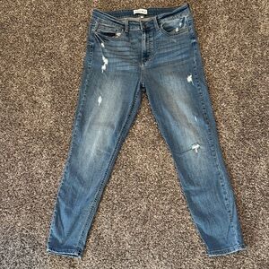 Women's Blue Distressed Skinny Jeans